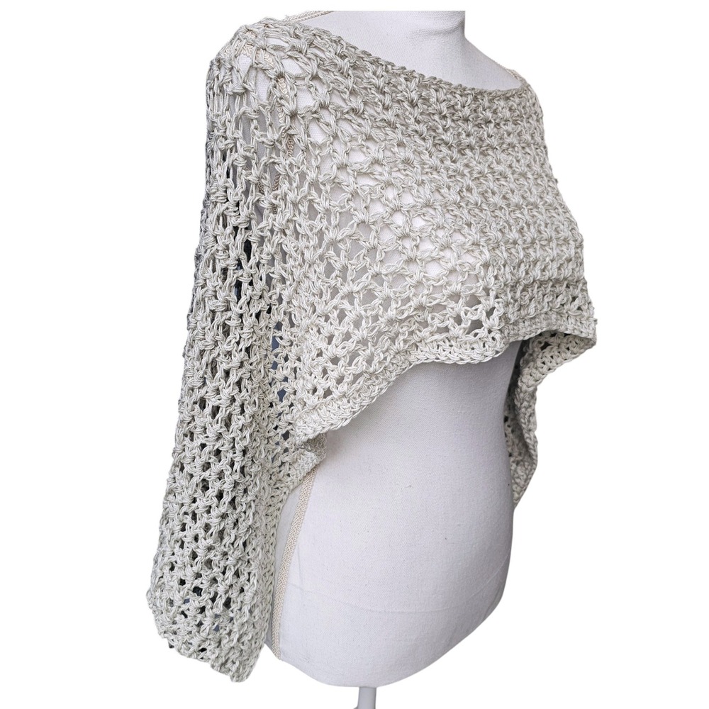 Handmade Crochet Shrug Gray Ombre Open Knit Festival Wrap Shawl - Picture 6 of 11